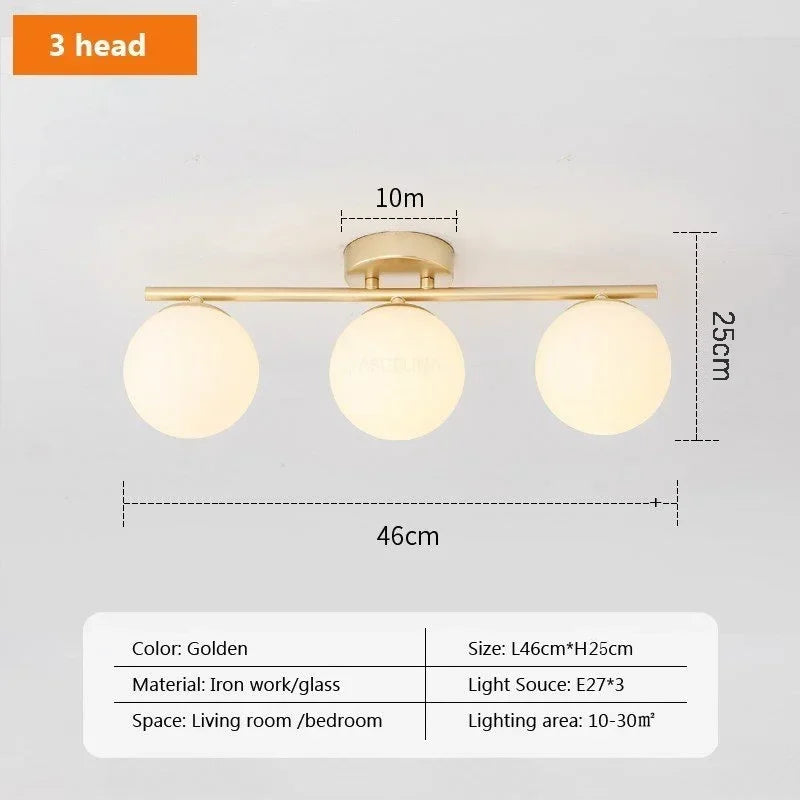 Nordic LED Glass Ceiling Lights White Ball Creative Golden Corridor Lamp Entrance Cloakroom Balcony Bedroom Dining Room Lamps