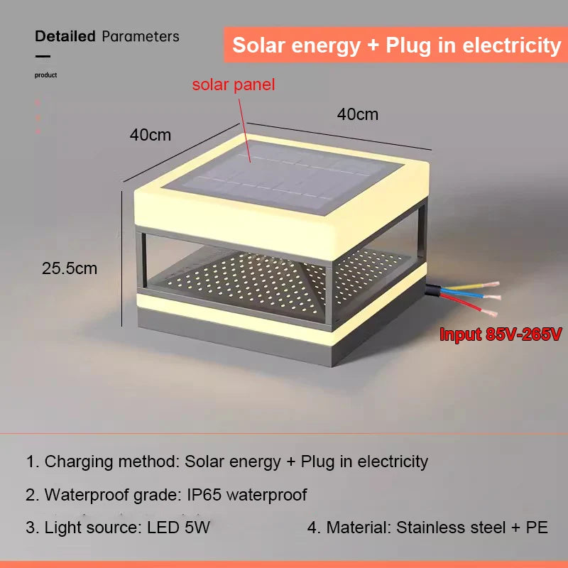 Solar Pillar Lights Outdoor Waterproof LED Wall Lamp Square Model Home Decor Gate Garden Lighting Decor Solar Energy Super Door