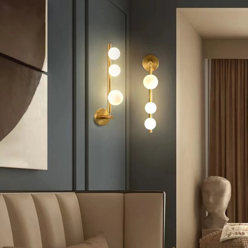 White Glass Ball Wall Lights For Living Room Coffee Shop Bedroom Gold Black Pearl Wall sconce  bathroom Mirror light