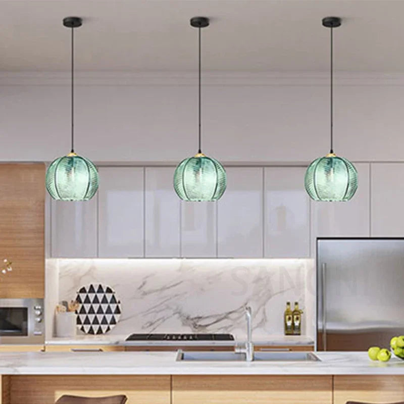 Modern Striped Glass Chandelier Nordic Pendant Light for Dining Room Kitchen Island Bedside Home Decor Hanging Ceiling Lamp