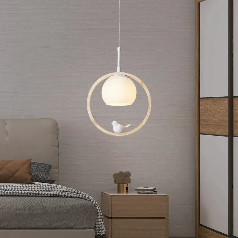 LED Nordic Glasses Pendant lamp wood atmospheric three head dining room dining room modern simple personalized creative kitchen