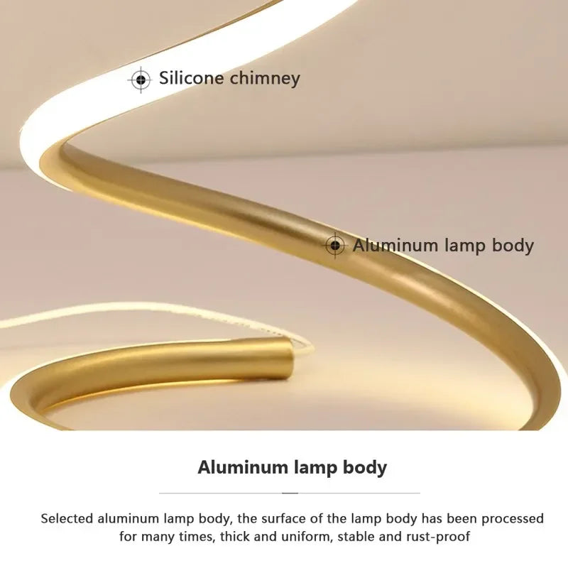 Modern LED Table Lamp Black Gold Spiral Desk Decor Lamp Line Light Bedroom Bedside Desk Living Room Dining Room Indoor Lighting