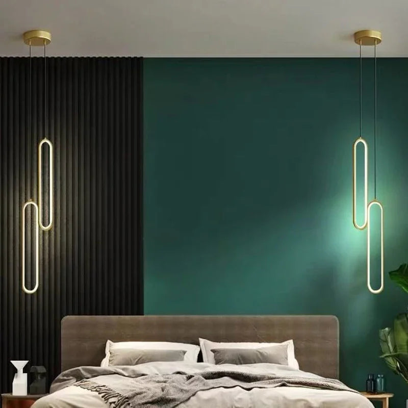 Modern LED Pendant Light Black Gold Bedside Lighting Lamp Living Room Dining Room Bedroom Hanging Lamps Decor Led Fixtrue Lustre