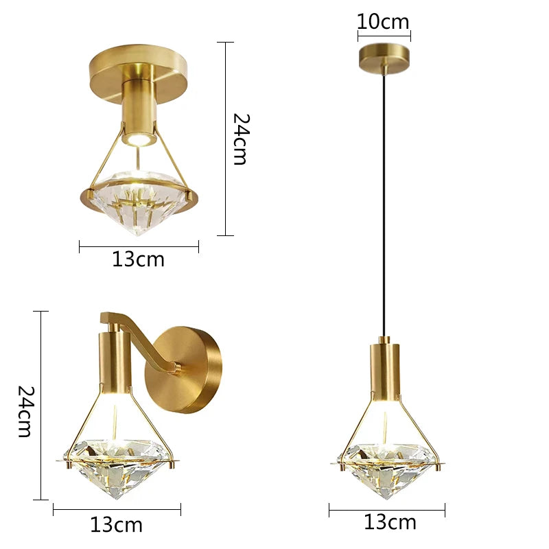 Modern LED Creative diamond Crystal Wall Lamp Bedroom Bedside Living Room Background Wall sconce Staircase Indoor Lighting