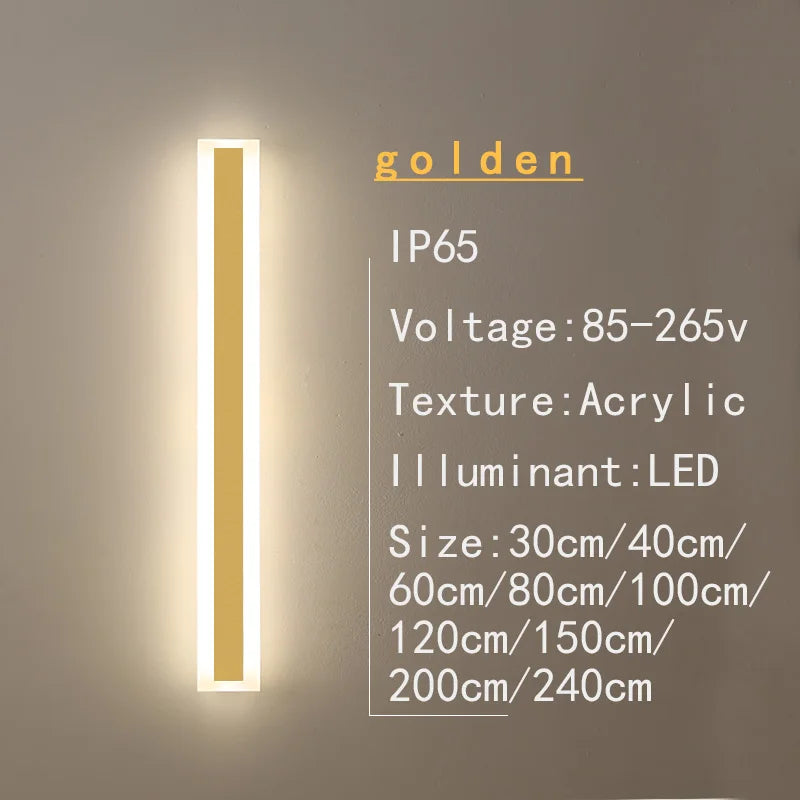 30CM to 240CM Outdoor  Ip65 Waterproof LED Long Light Courtyard Villa Garden Golden Eye Protection Wall Light Outdoor Decoration