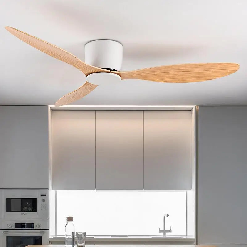 Low Floor Ceiling Fans Only 42 Inch 52 Remote Control Cooling Fans Lamp Design Ceiling Fan With Light White wood Black Color FAN