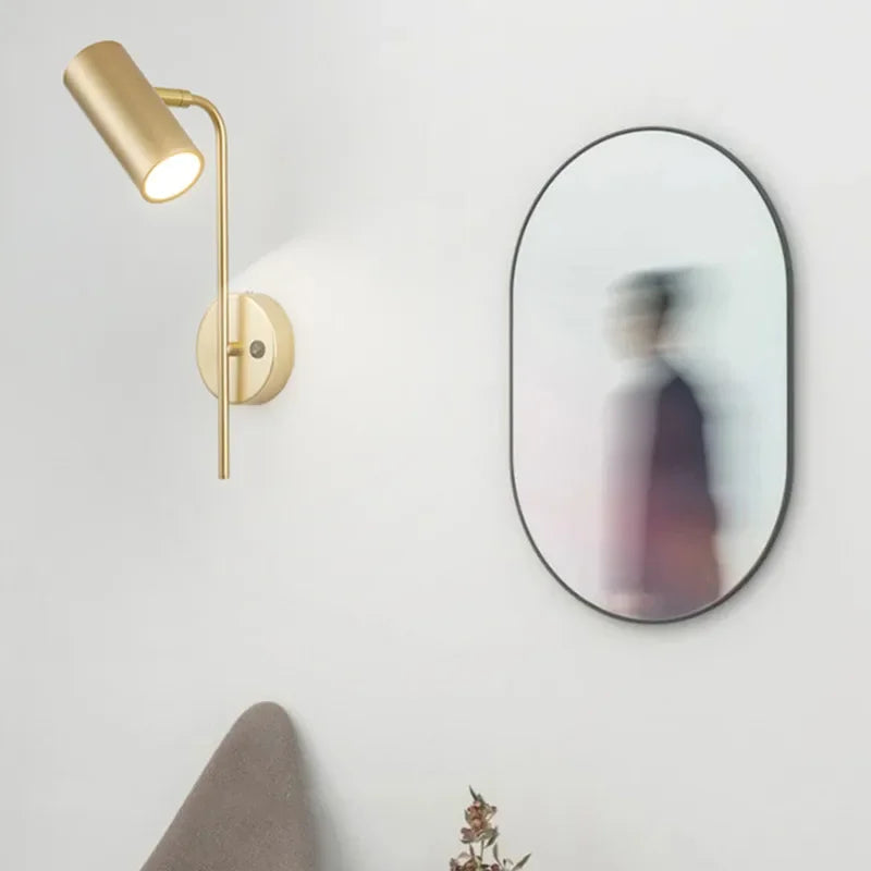 Mirror Gold LED Wall Lamp Living Room Bedside Rotatable Sconce Lighting With Switch Aisle Hallway Stair Background Wall Light