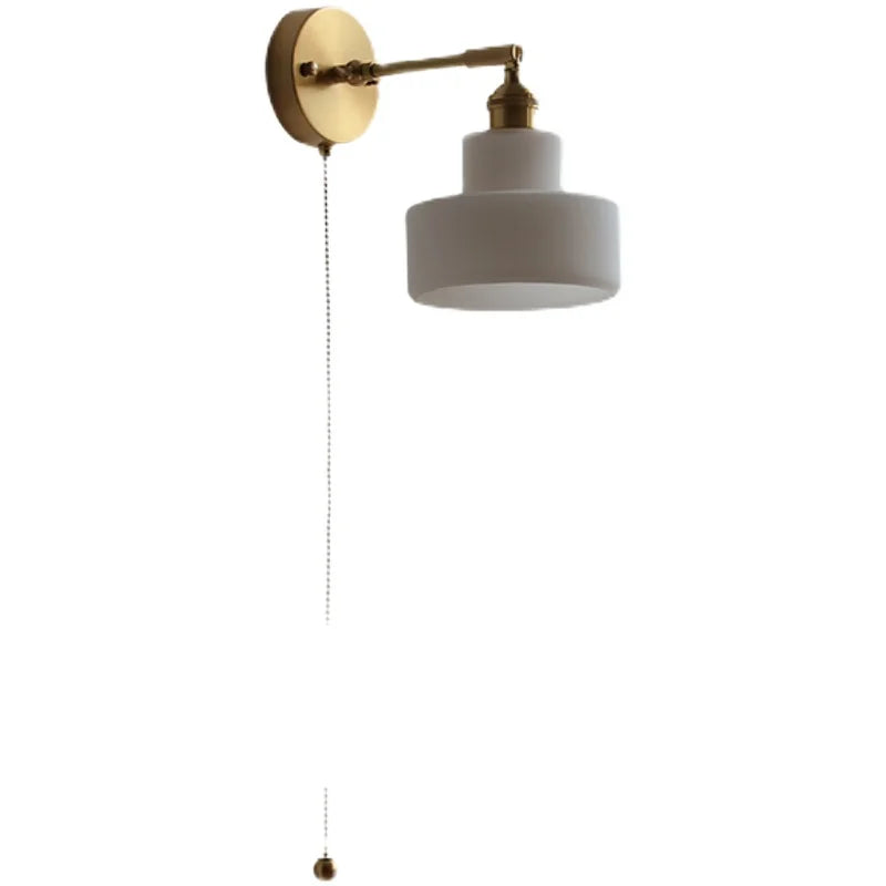 Milky White Glass LED Wall Light Sconce Up Down Left Right Rotate Pull Chain Switch Bedroom Beside Lamp Applique Murale