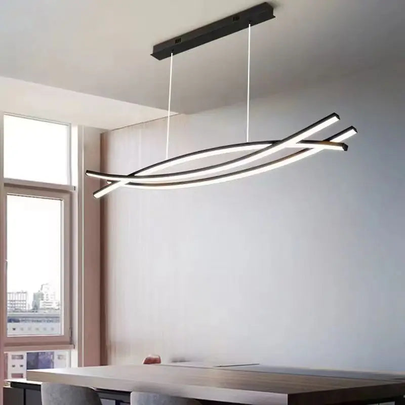 Living Room chandelier Nordic modern simple high-end restaurant a word strip light geometry bar minimalist table chandelier