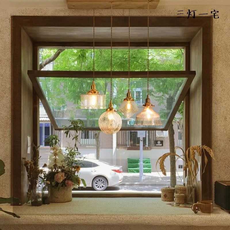 Clear Glass LED Pendant Light Fixtures Home Indoor Decor Bedroom Living Room Copper Nordic Modern Hanging Lamp Luminaria