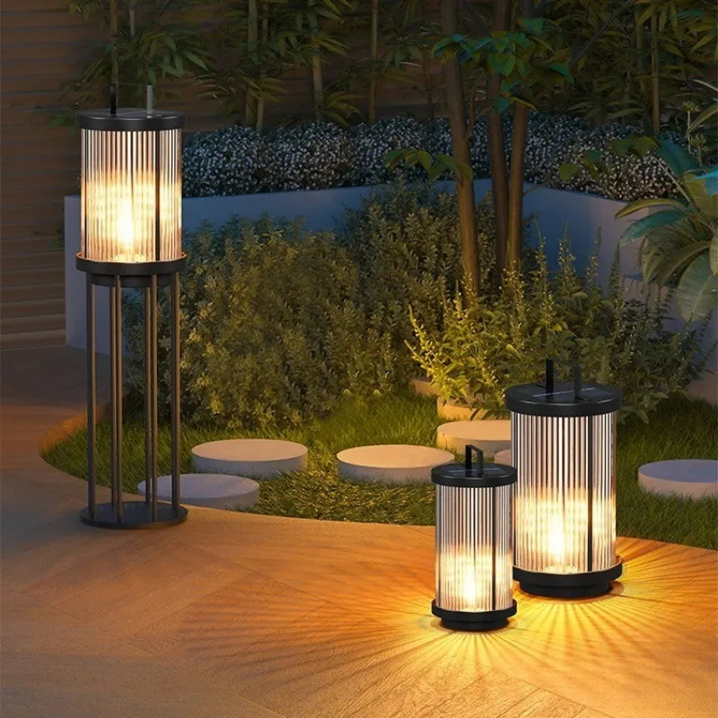 Outdoor Waterproof Solar Garden Lamp Glass Lantern Garden Floor Lamp Street Lamp Villa Courtyard Lawn Light