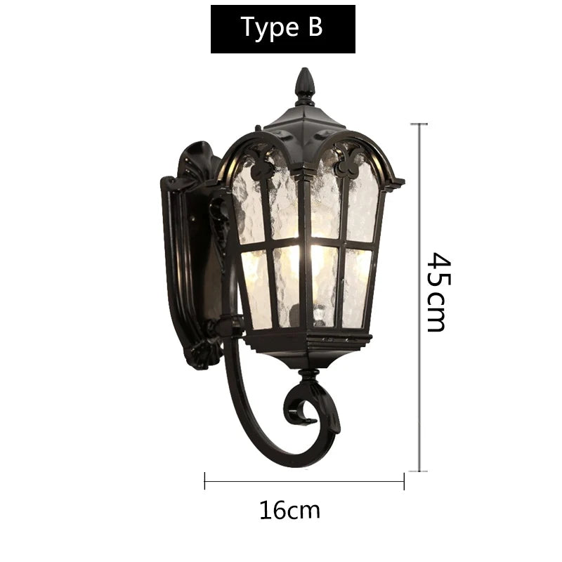 European Waterproof Outdoor Wall Lamp Balcony Garden Gazebo Door Enclosing Wall Villa Aisle Bedroom Vintage Wall Light