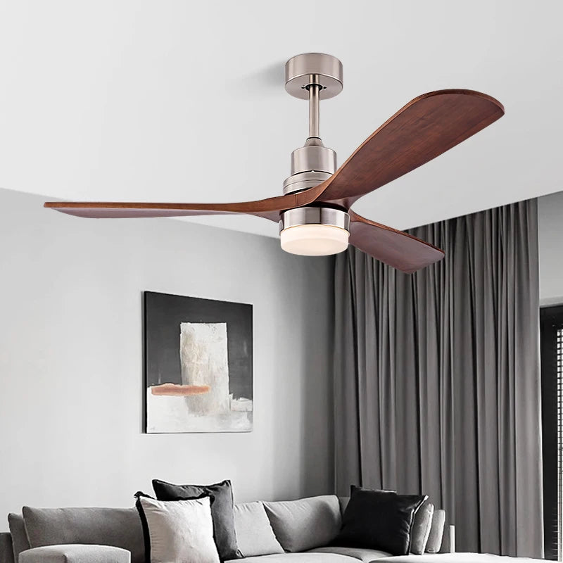 Real Wood Blades Ceiling Fan with Light Modern LED 26W  High Power DC Motor Ideal for Bedroom and Living Room