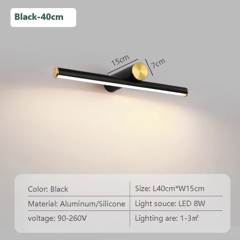 Nordic LED Mirror Front Lights Minimalist Black White Long Wall Lamps For Bathroom Vanity Mirror Cloakroom Indoor Illumination