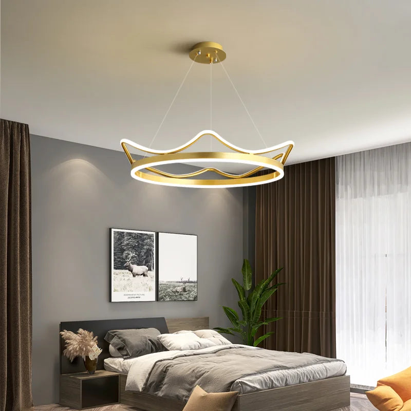 Nordic LED Crown Chandelier Suitable For Dining Room Bedroom Study Children Pendant Lighting Room Decorative Lighting Fixtures