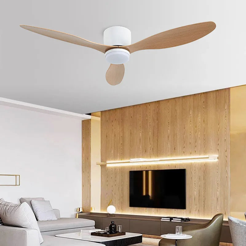 Nordic 52 Inch Ceiling Fan Lights LED Ceiling Fan Lamp Bedroom Restaurant Home Decor Low Floor Nordic Electric Fan Ceiling Lamp