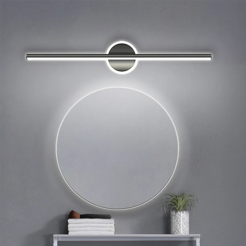 Modern LED Wall Lamp Black Mirror Light Dresser Bathroom Toilet  Long Strip Lamps Home Decor 40/60/80CM Led Lighting Lustre