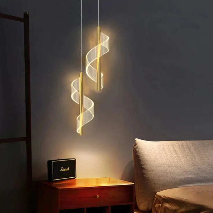 Nordic Spiral LED Pendant Lights Bedside Hanging Lamp Indoor Lighting Bedroom Living Room Home Decoration Modern Acrylic Light