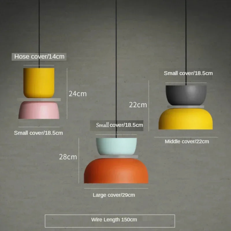 Simple Macaron Led Pendant Lamp Colorful Iron Hanging Suspension Study Bar Dining Bedside Bedroom Chandelier Lighting