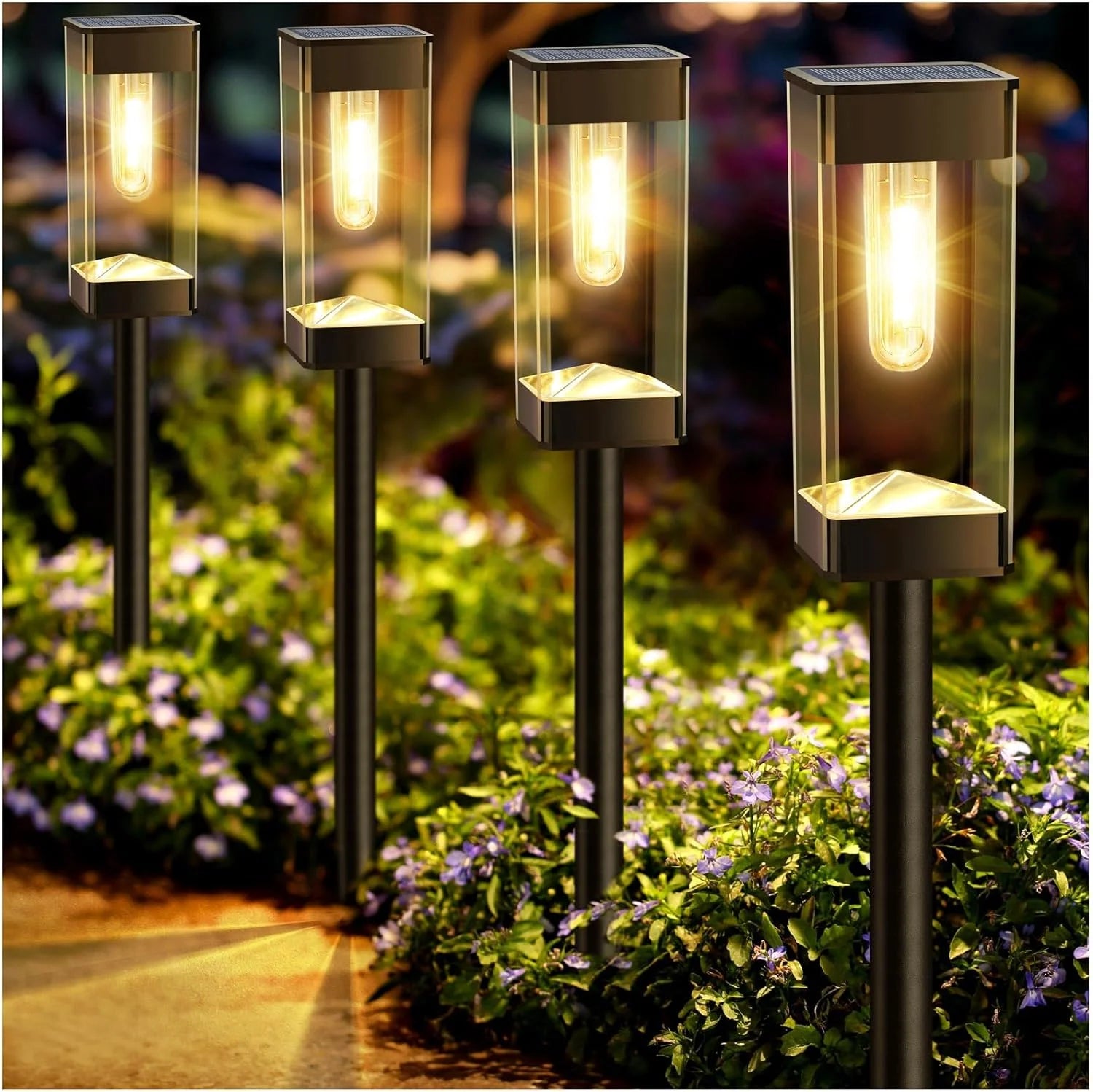 Outdoor solar landscape lights, courtyard square lawn lights, garden floor mounted lights, waterproof and warm lighting