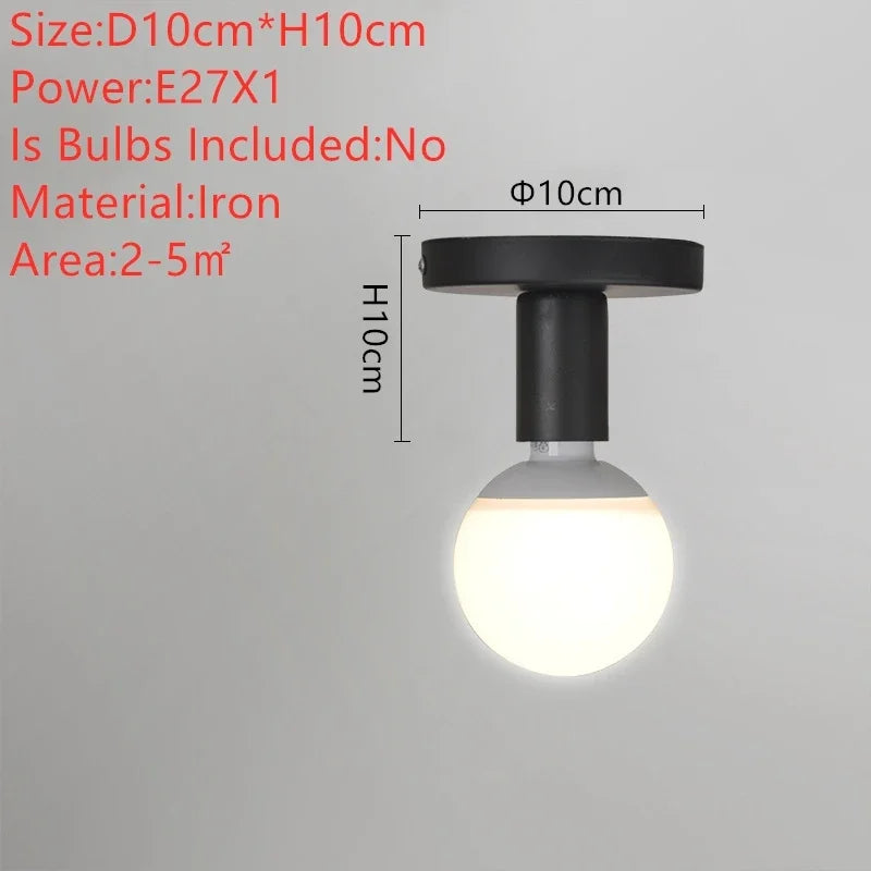 Minimalist Black E27 Ceiling Light Modern Nordic Retro Iron lamp Decor For Living Room Bedroom Bathroom kitchen Hall And Balcony