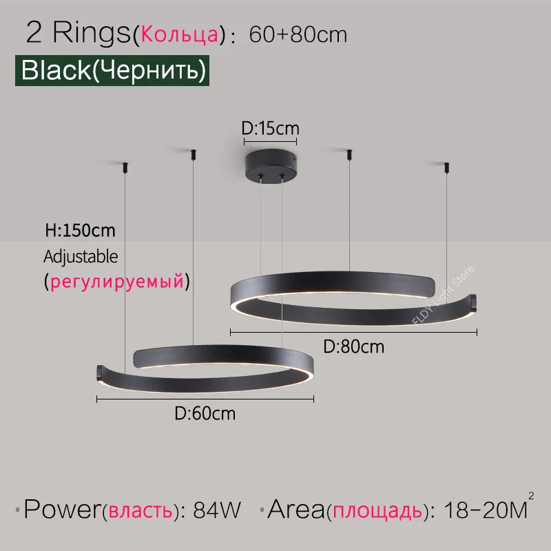 Ceiling lights living room dining room bedroom kitchen light Nordic modern chandelier simple ring light led pendants round lamps