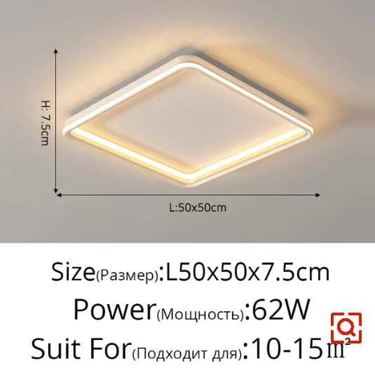 Round Square Living Room Ceiling Lamp Modern LED Bedroom Dining Room Ceiling Light Minimalist Indoor Lighting Home Decor Lamp