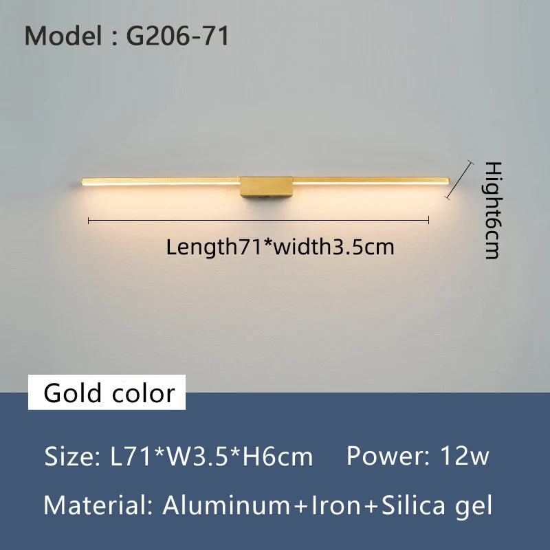 NEO Gleam LED Bathroom Mirrior Light Modern Wall Lamp 19W-27W L70 90 110cm AC85V-265V Wall Mounted Vanity Light