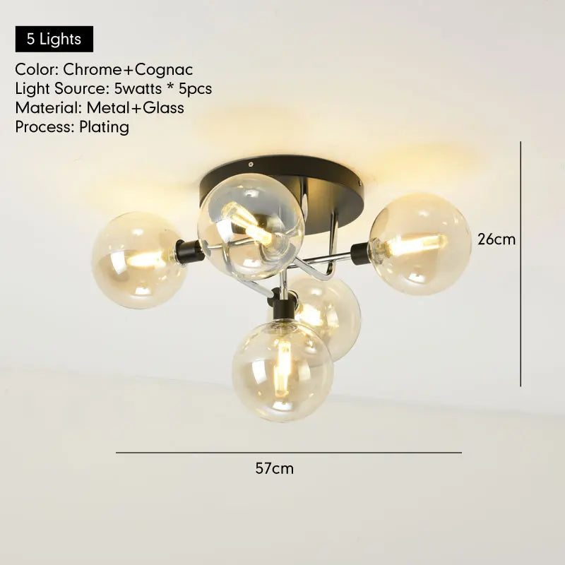 LED Glass Ceiling Light for Entrance Aisle Dining Room Bedroom Kitchen Home Decoration Lighting Fixture Clear Cognac Gray