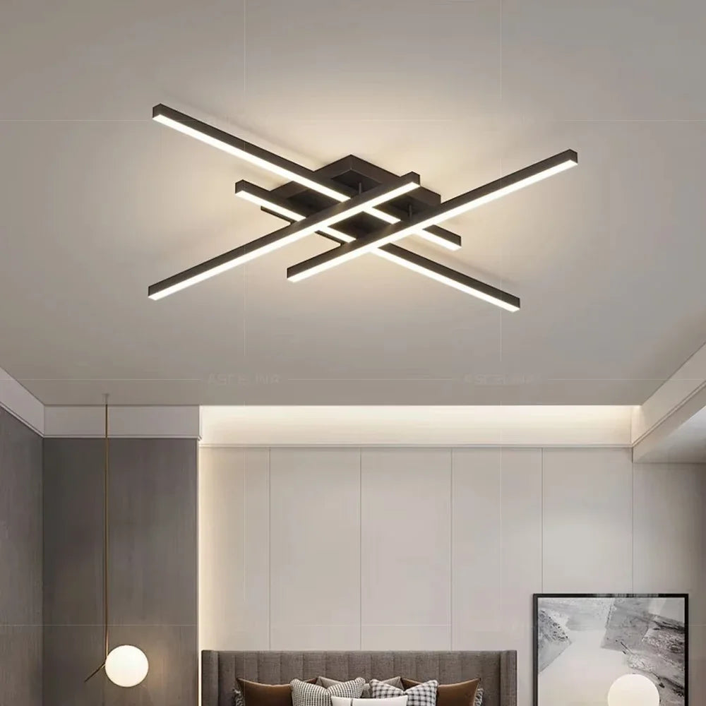 LED Modern Ceiling Light Creative Line 30/40/50cm Aluminum Lamps For Bedroom Living Room Hallway Coffee Bar Indoor Illumination