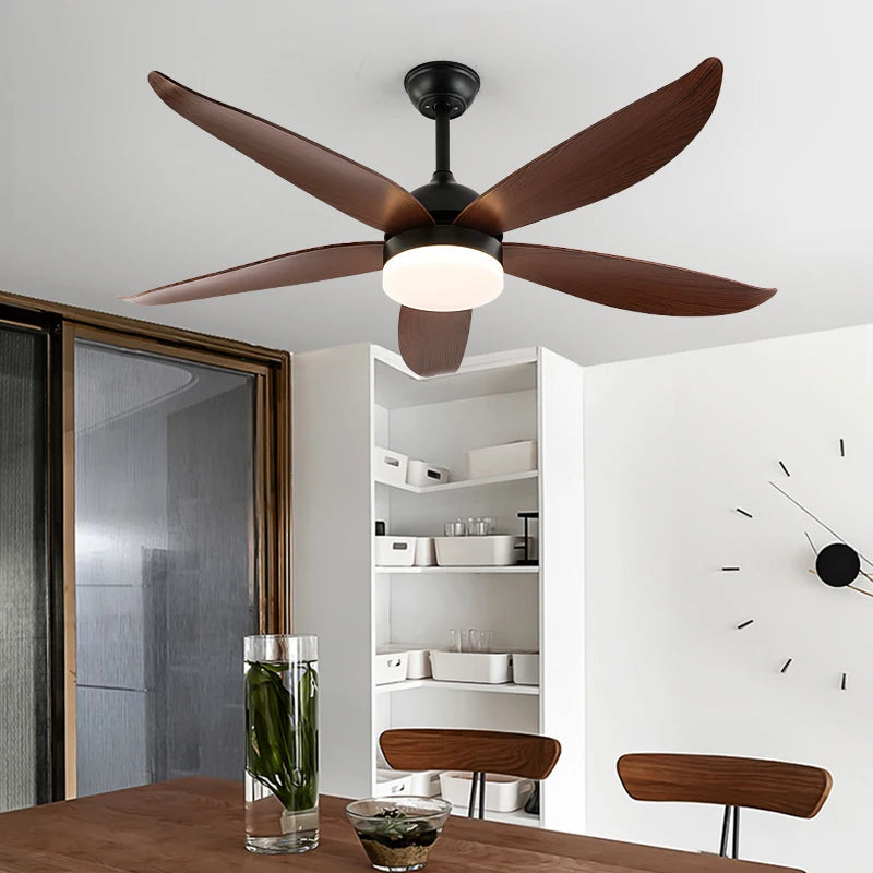 Modern Simple Remote Control Wood Grain Low Floor DC Motor Ceiling Fans With Ceiling Fan With Light Home Fan 220V Home Decor