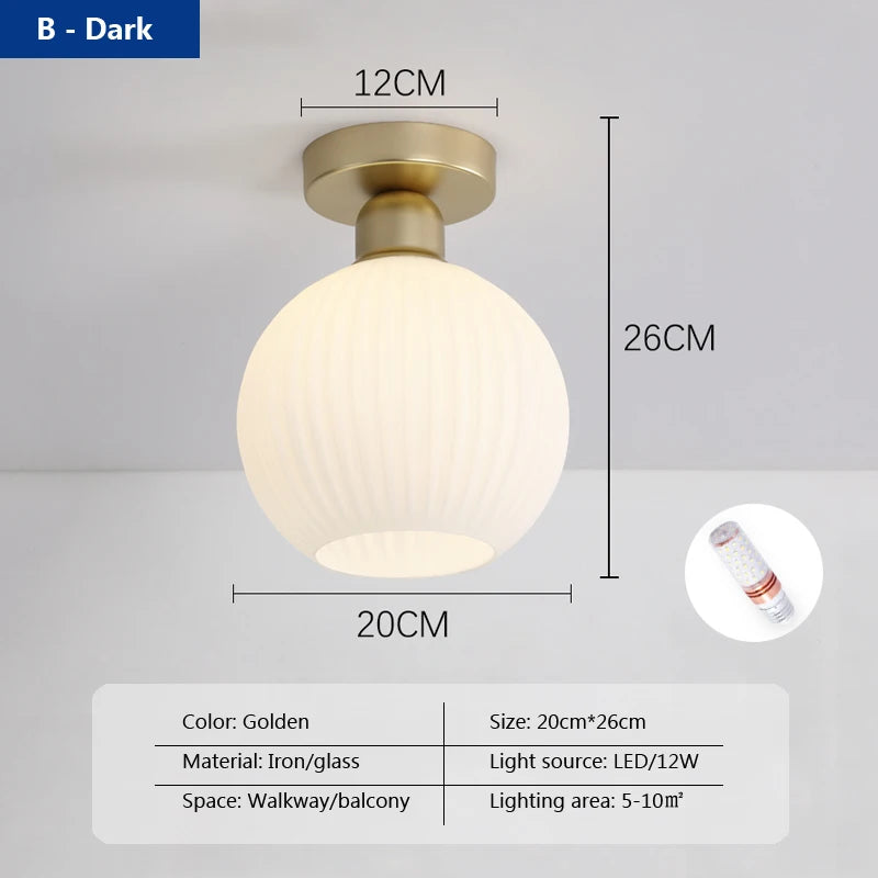 Nordic ceiling light glass lamp balcony home checkroom light luxury American simple corridor entrance hallway aisle light