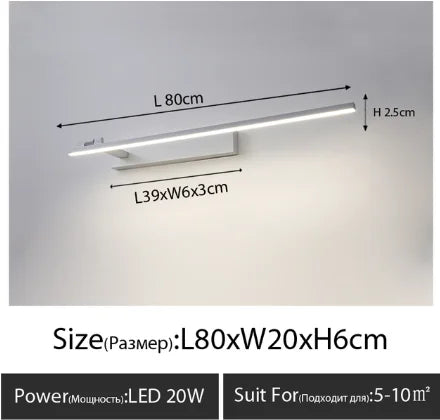 Modern LED Wall Light Bathroom Wall Mirror Cabinet Dresser Black White Light Fixtures AC90-260V Home Decoration Lamp