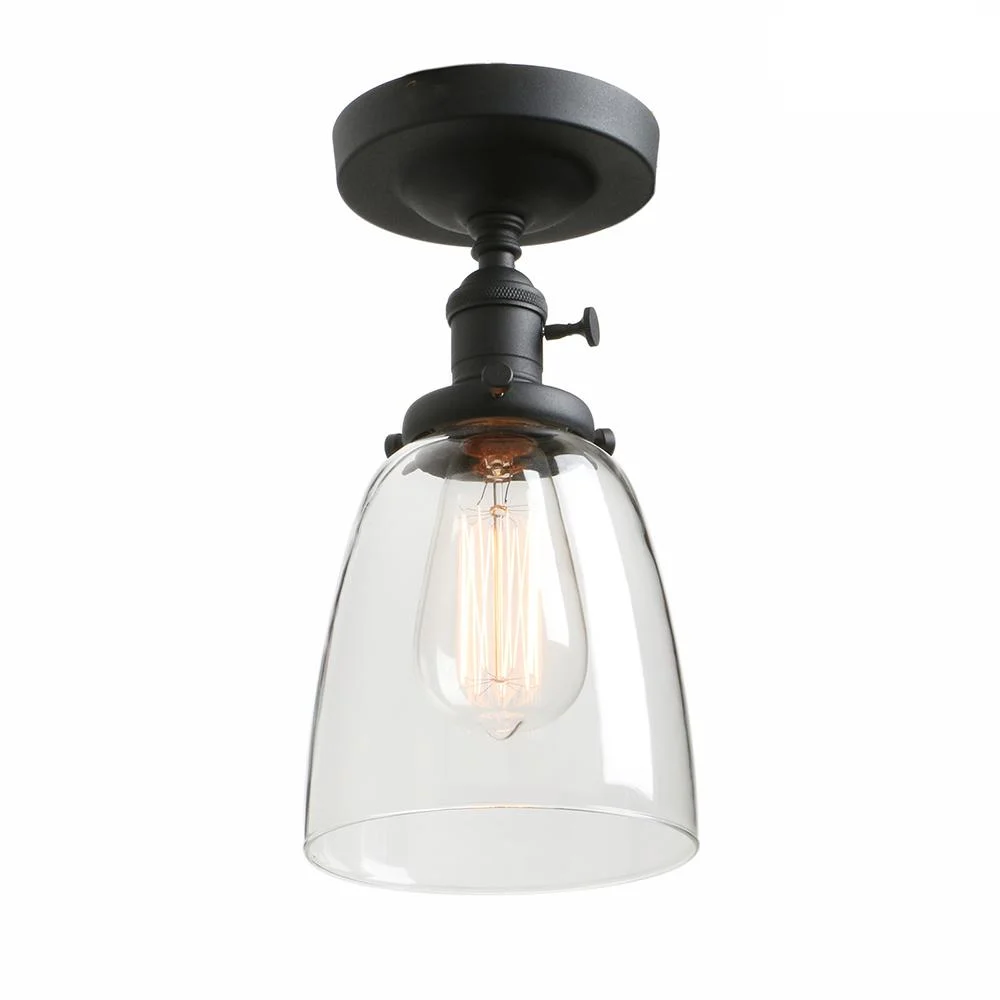 ceiling light oval transparent glass lampshade, glass ceiling light in the laundry room living room cafe bar