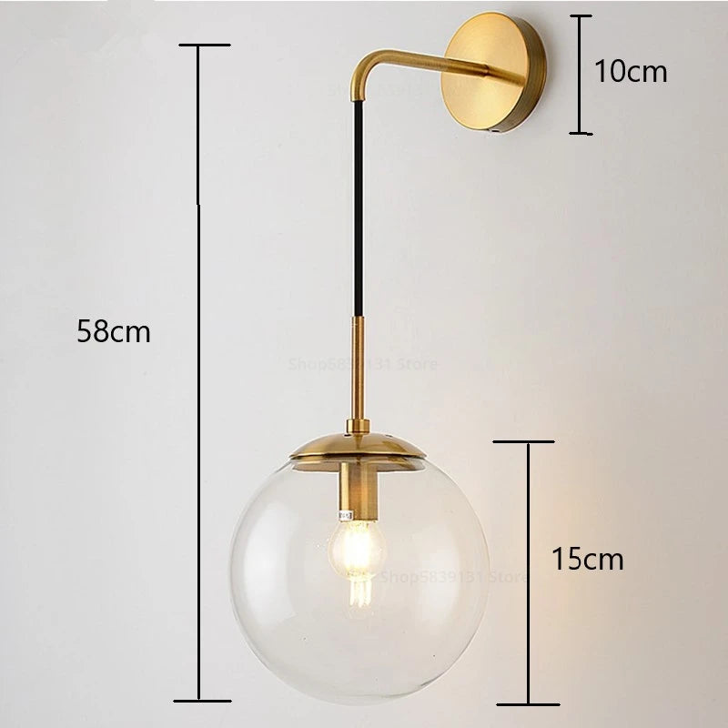 Nordic Modern Glass Ball Wall Lamps Retro Simple Bedside Living Room Decoration Lights Corridor Staircase LED Lighting Fixtures