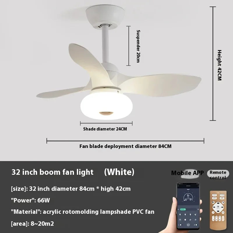 90-240V 32 inch Nordic Ceiling Fan Lamp Bedroom Simple Ceiling Fan Lamp Study Ultra-thin Electric Fan Lamp Frequency Conversion