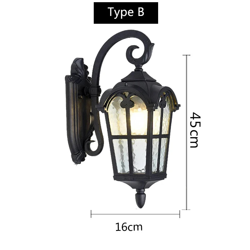 European Waterproof Outdoor Wall Lamp Balcony Garden Gazebo Door Enclosing Wall Villa Aisle Bedroom Vintage Wall Light