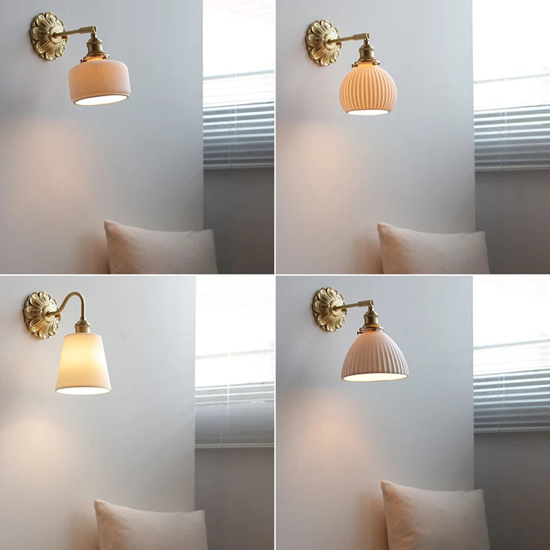 Wandlamp Ceramic Ball LED Wall Sonce Beside Lamp Copper Base Arm Adjustable Bathroom Mirror Stair Light Applique Murale