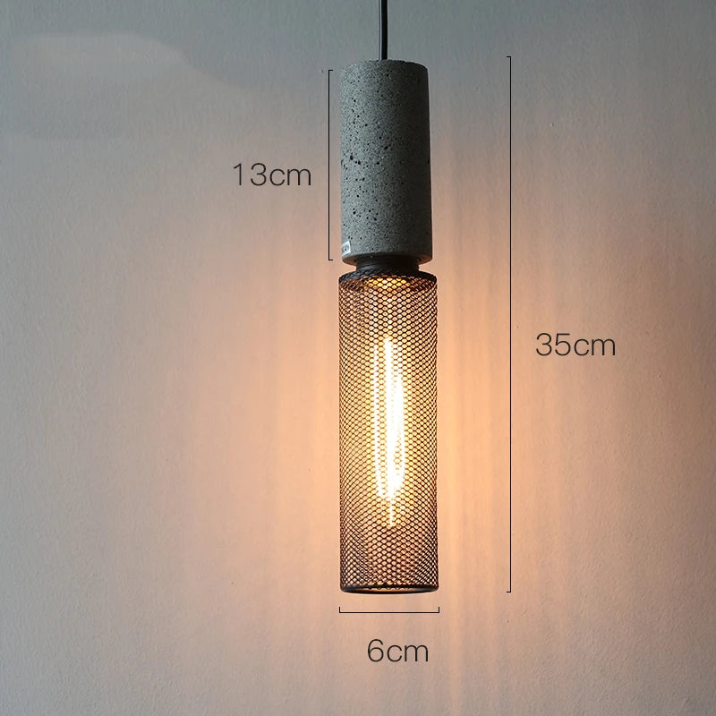 Loft Style Industrial Pendant Light Fixtures Cement Metal Lampshade Bedroom Bar Coffee Dinning Room Nordic Hanging Lamp LED