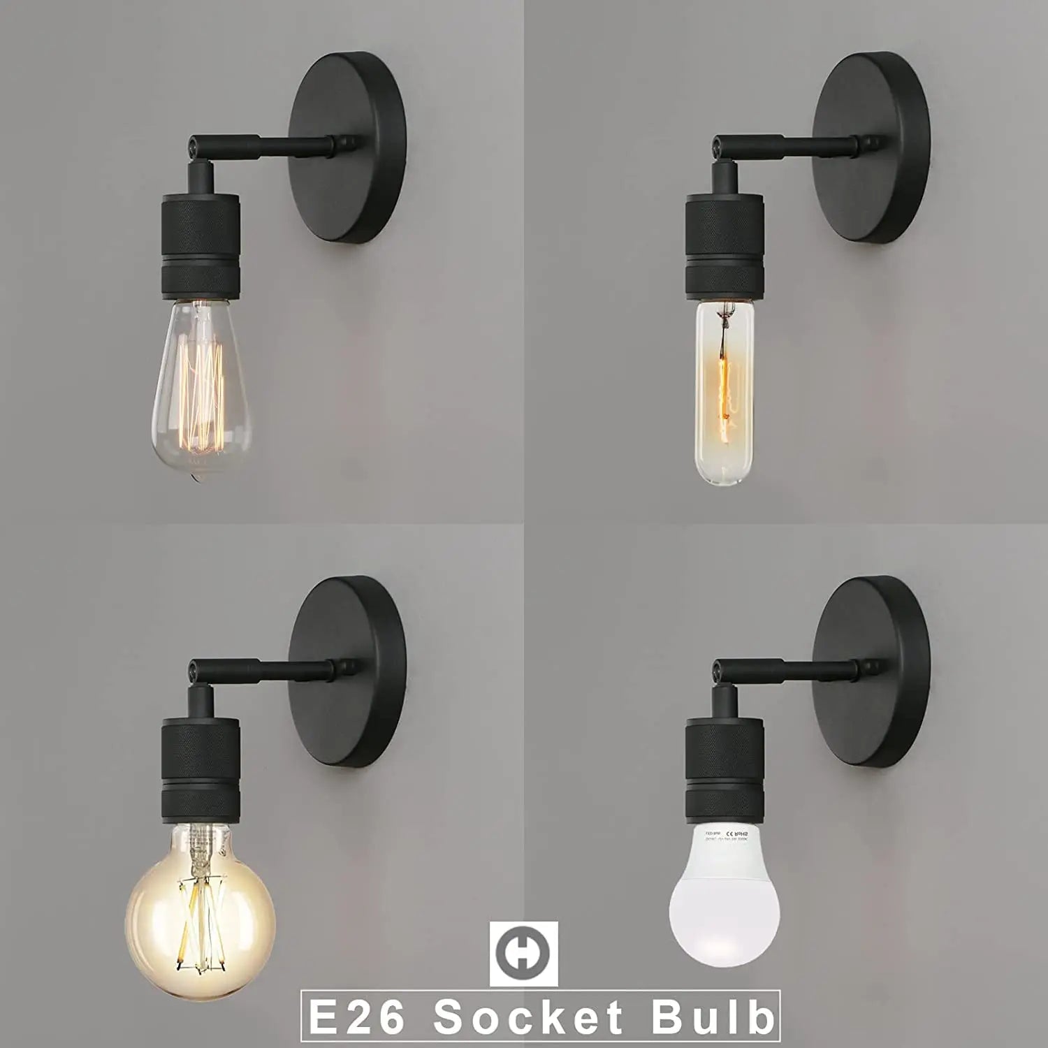 Industrial Wall Light 2 Pack Matte Black Wall Sconces for Bedroom Hallway BRoomathroom Living