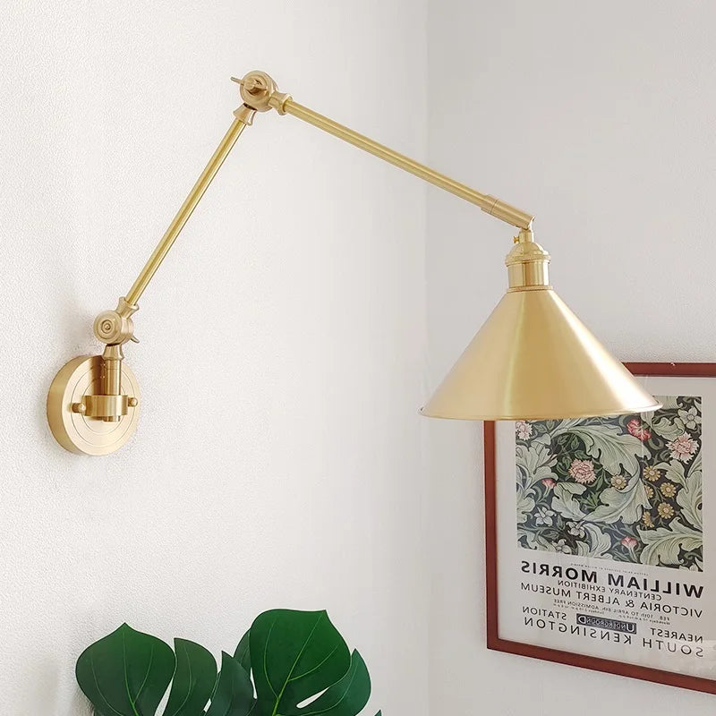 Ceramic Copper LED Wall Lamp Beside Left And Right Rotate Up And Down Swing Long Arm Wall Light Wandlamp Lighting