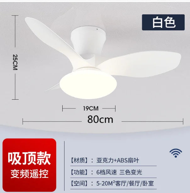 Ceiling Fan Lamp DC Motor Home Living Room Dining Room Low Floor Ceiling Fans Bedroom  Remote Control Led Reversible Fans lights