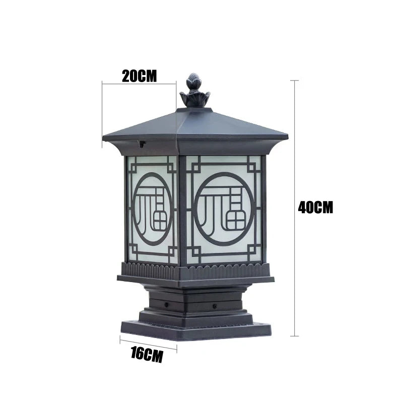 Wall Lamp Gate Outdoor Courtyard Villa Pillar New Chinese Retro Electric Outdoor Waterproof LED Pillar Lamp