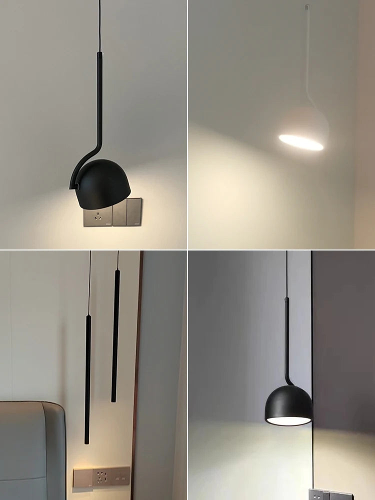 Dimming Simple Black White New LED Modern Pendant Lights Living Study Dining Room Bedroom Bedside Bar Loft Lamps Indoor Lighting