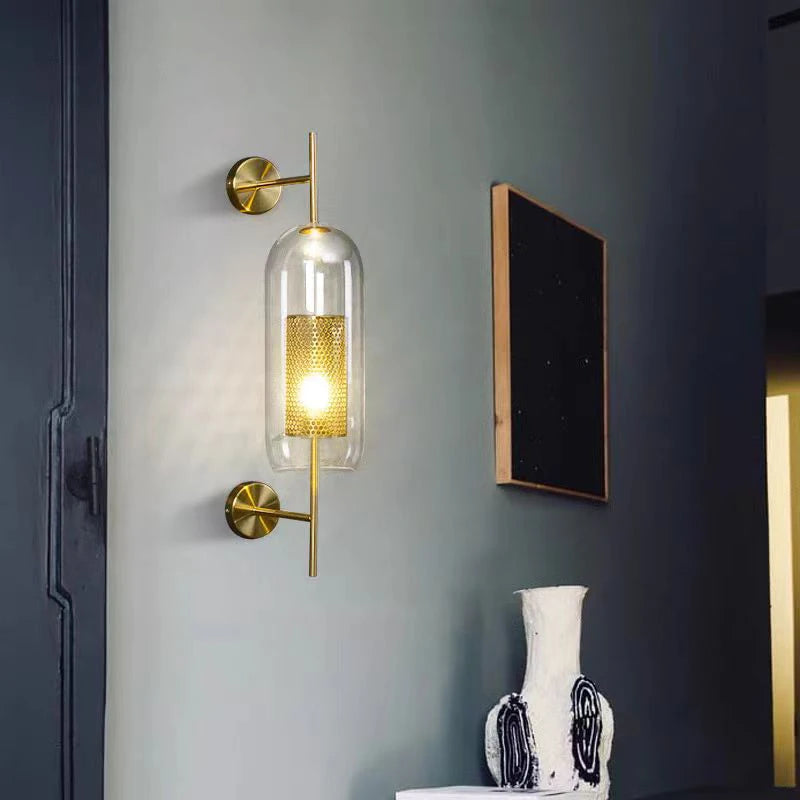 Glass Wall Lamps Nordic Bedside Bedroom Aisle Wall sconce Living Room Indoor Decorative Lamp Brass Glass Luminaire