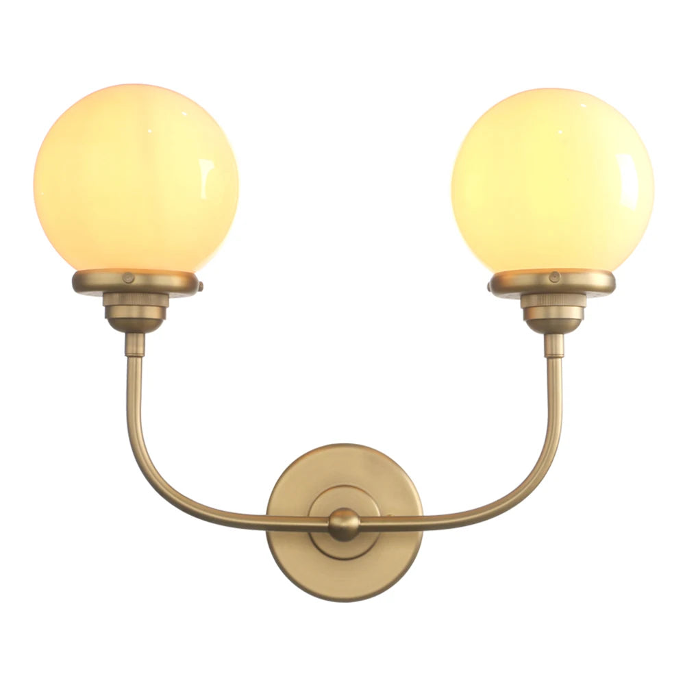 Double Sconce 2- Light Vanity Light with 5.9" Round Globe Milk White Glass Shade for Bedroom Living Room Bathroom Hallway