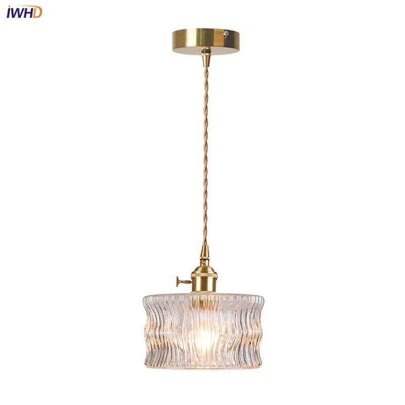 Modern Style LED Pendant Lamp Kitchen Bar Brass Knob Switch Home Decor Hanging Lights Clear Glass Dining Room Light Fixture