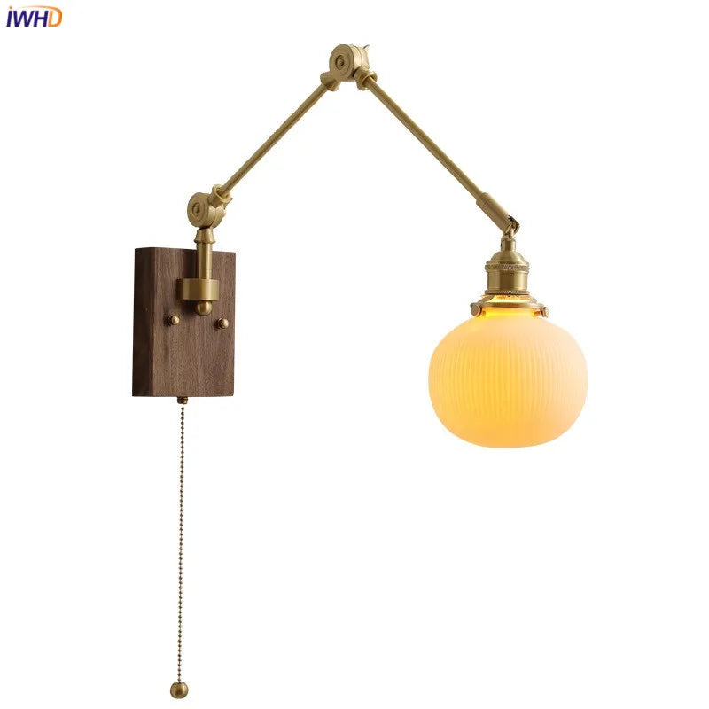 Long Ceramic Modern Wall Lamp Beside Walnut Wood Canopy Copper Bathroom Mirror Stair Light Up Down Left Right Rotate LED