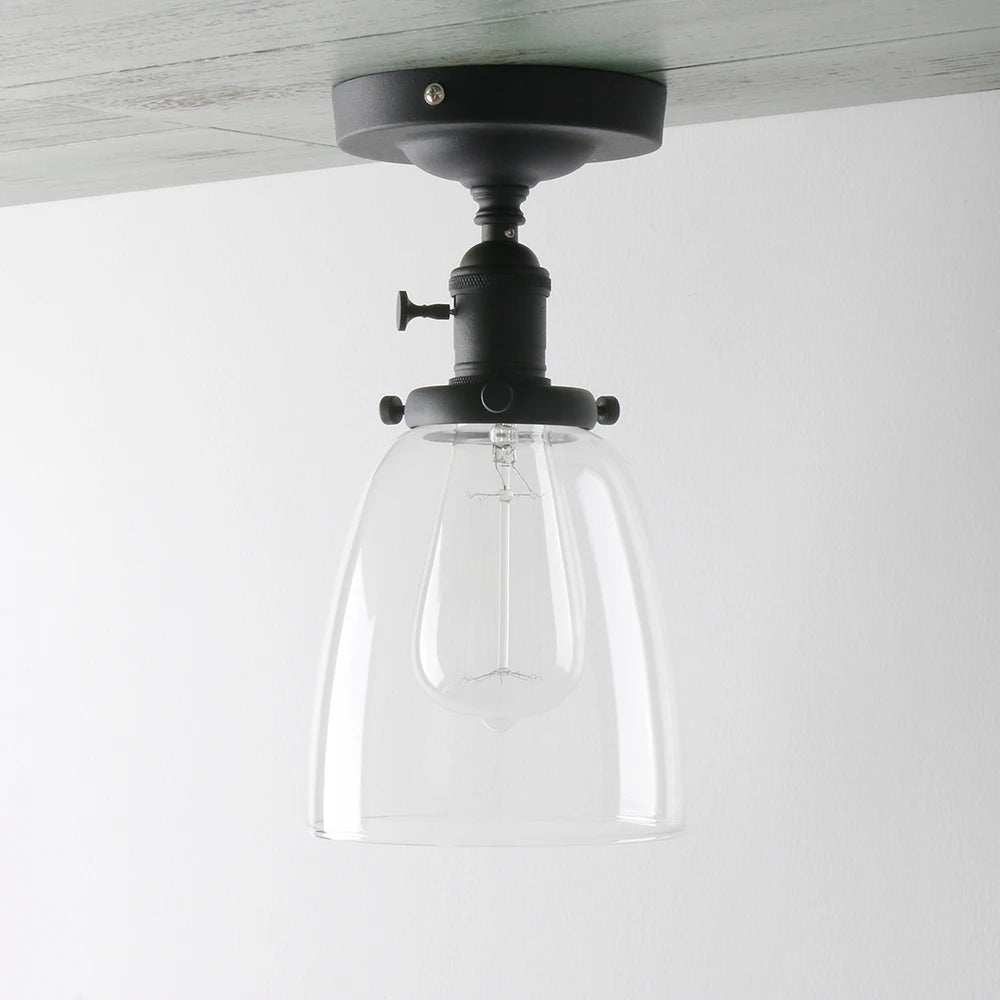 ceiling light oval transparent glass lampshade, glass ceiling light in the laundry room living room cafe bar