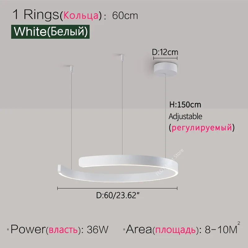 Ceiling lights living room dining room bedroom kitchen light Nordic modern chandelier simple ring light led pendants round lamps